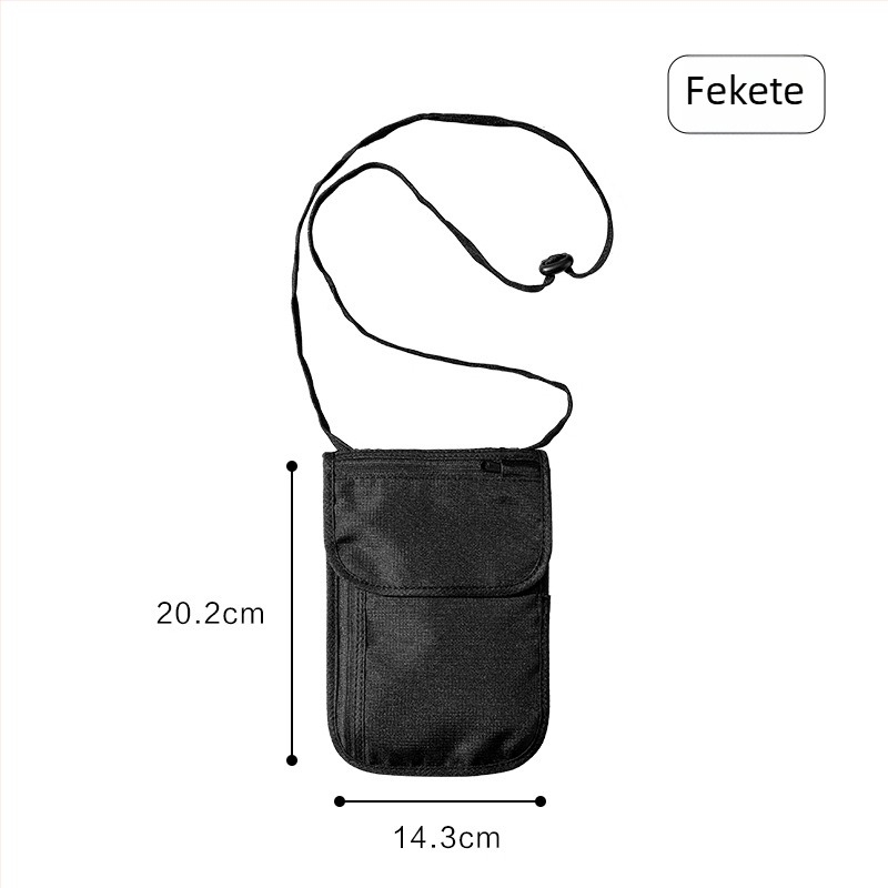 RFID-védett útlevél- és irattároló övtáska, vízálló, utazásokhoz, poliészter anyagból