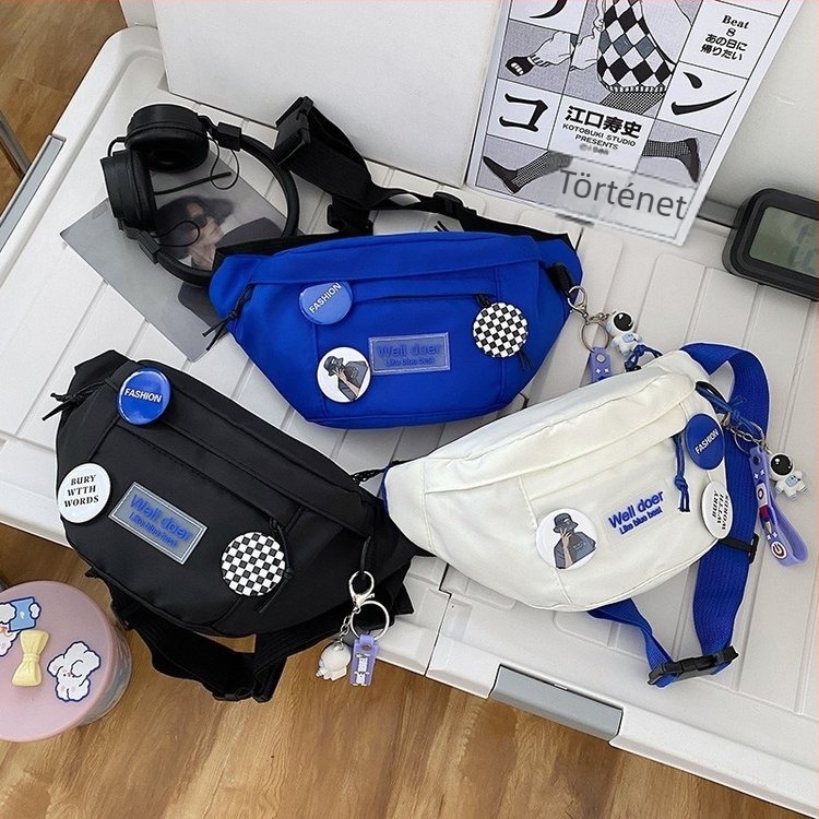Japán stílusú keresztpántos táska, nylon anyagból, cipzár, belső ID rekesz, háromdimenziós külső dizájn, szabadidős utazásokhoz