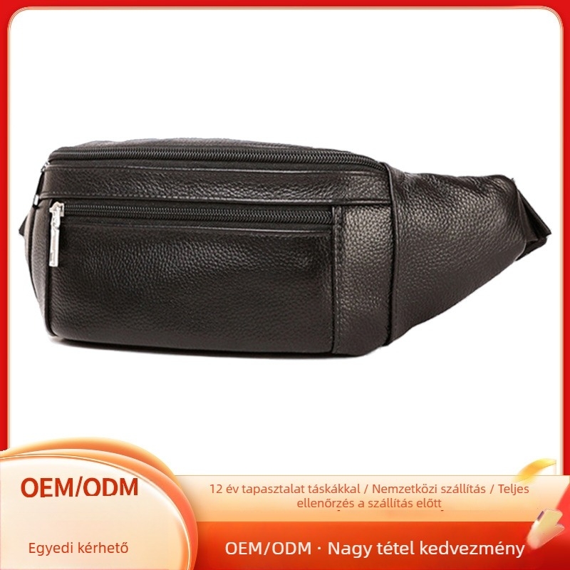 Férfi övtáska crossbody pánttal — Street trend, valódi bőr, egyszínű minta, nylon bélés, üzleti utazások