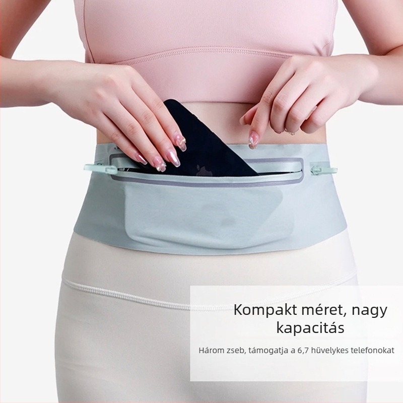 Új kültéri sport futó derékpánt, vízálló, Lycra, ultra vékony, bőrbarát, három zseb a telefon számára, nagy kapacitás