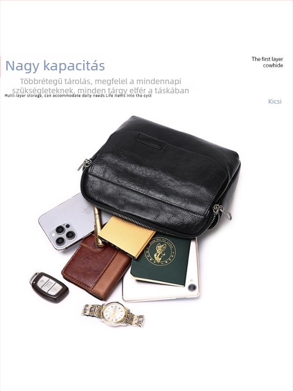 Cafen Kelvri Férfi Chest Bag, valódi bőr, összehajtható crossbody, 10 hüvelykes laptop kompatibilis, Business Elite stílus