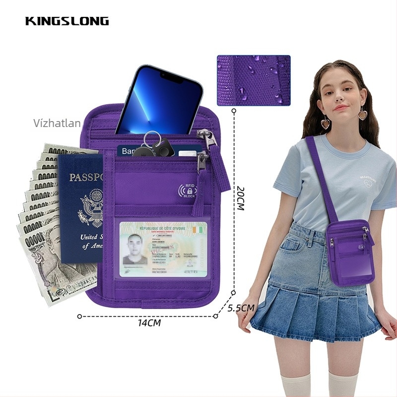 Utazási Crossbody táska útlevélhez és telefonhoz – RFID elleni védelem; anyag: 900D drum szövet, vízálló, könnyű, kopásálló