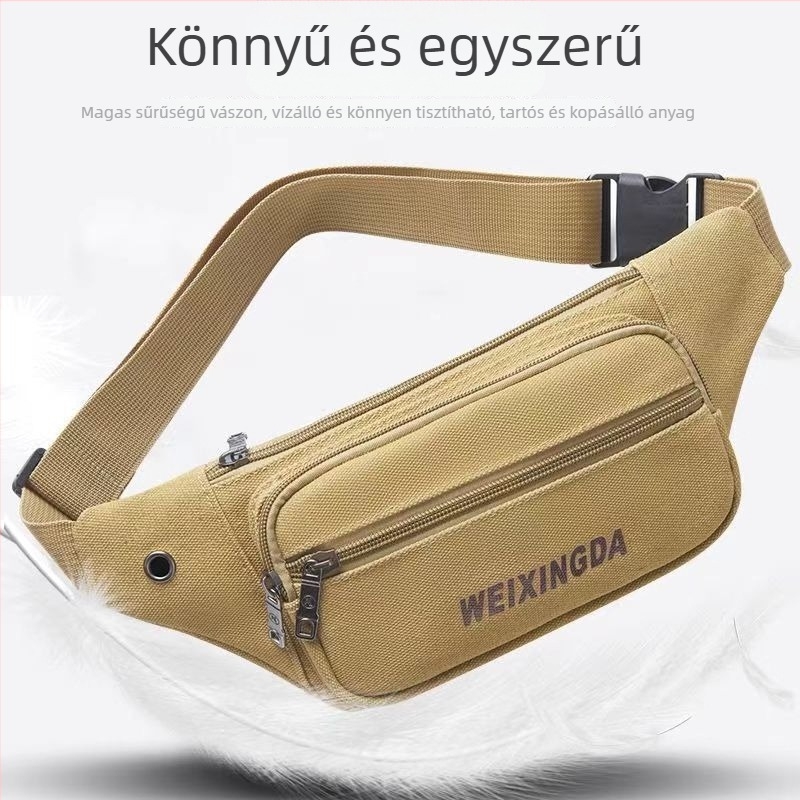 Férfi derék táska, vászon, lélegző, városi minimalist stílus, poliészter bélés, 2024 tavasz