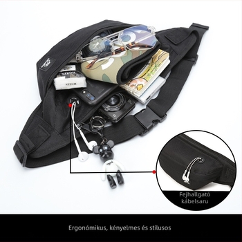 Férfi deréktáska, nylon, lélegző, egyszínű, városi stílus