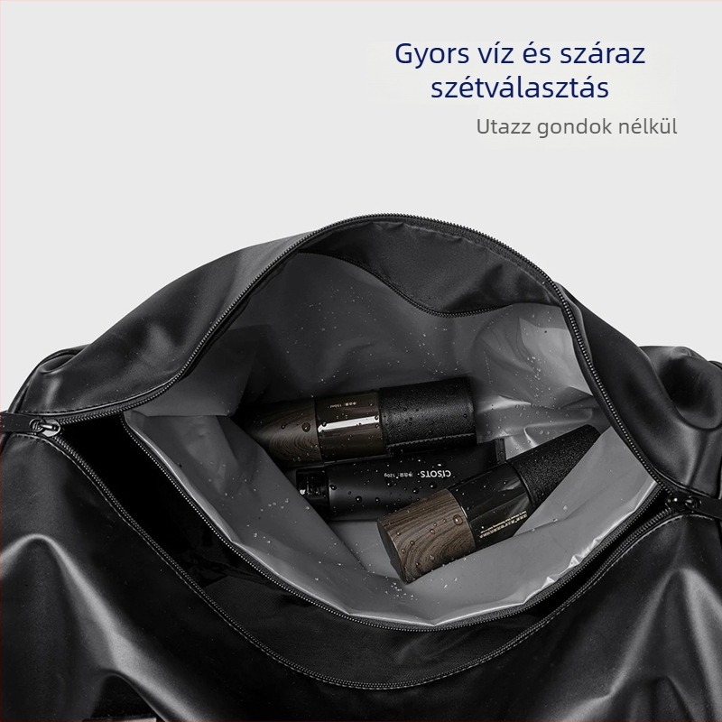Határon átívelő utazótáska, 20–35L PU, Száraz–nedves szétválasztás, Uniszex, Poliészter belső