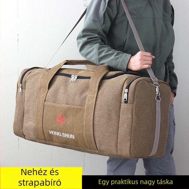 Vastag vászon utazótáska férfiaknak, nagy kapacitású, lélegző és kopásálló, poliészter bélés (56-75L)
