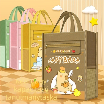 Hengci kézben tartható korrepetálási táska cartoon capibara dizájnnal, nagy kapacitású Oxford anyagú, több rétegű tároló, Hengci