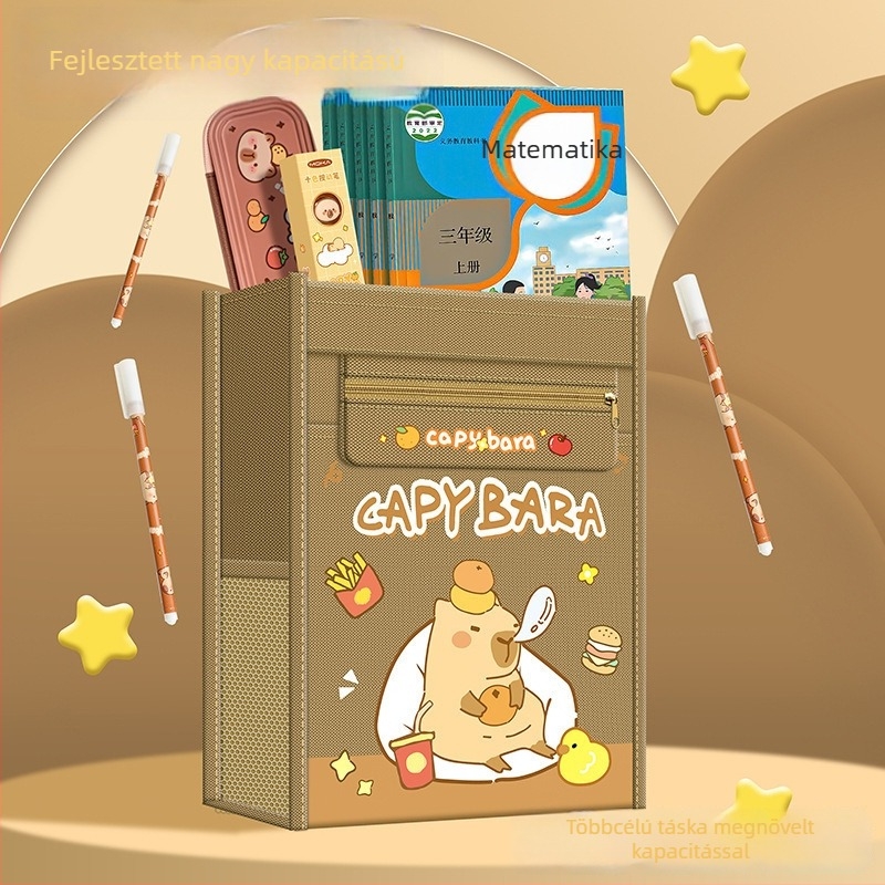 Hengci kézben tartható korrepetálási táska cartoon capibara dizájnnal, nagy kapacitású Oxford anyagú, több rétegű tároló, Hengci