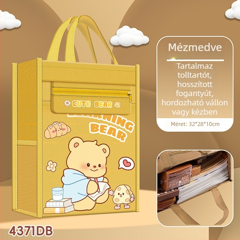 Hengci kézben tartható korrepetálási táska cartoon capibara dizájnnal, nagy kapacitású Oxford anyagú, több rétegű tároló, Hengci