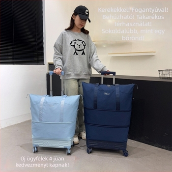 Női hátizsák görgőkkel utazáshoz – nagy kapacitású, kibővíthető tároló (36–55L, Oxford anyag, nylon bélés)