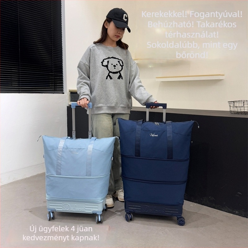 Női hátizsák görgőkkel utazáshoz – nagy kapacitású, kibővíthető tároló (36–55L, Oxford anyag, nylon bélés)