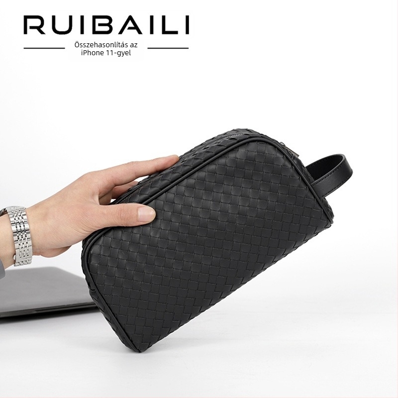 Férfi clutch táska mikroszálas anyagból, súlycsökkentő dizájn, szövött velúr bélés