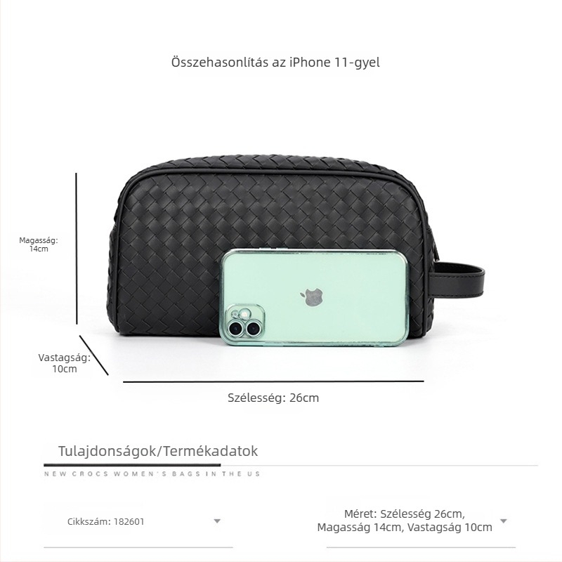 Férfi clutch táska mikroszálas anyagból, súlycsökkentő dizájn, szövött velúr bélés