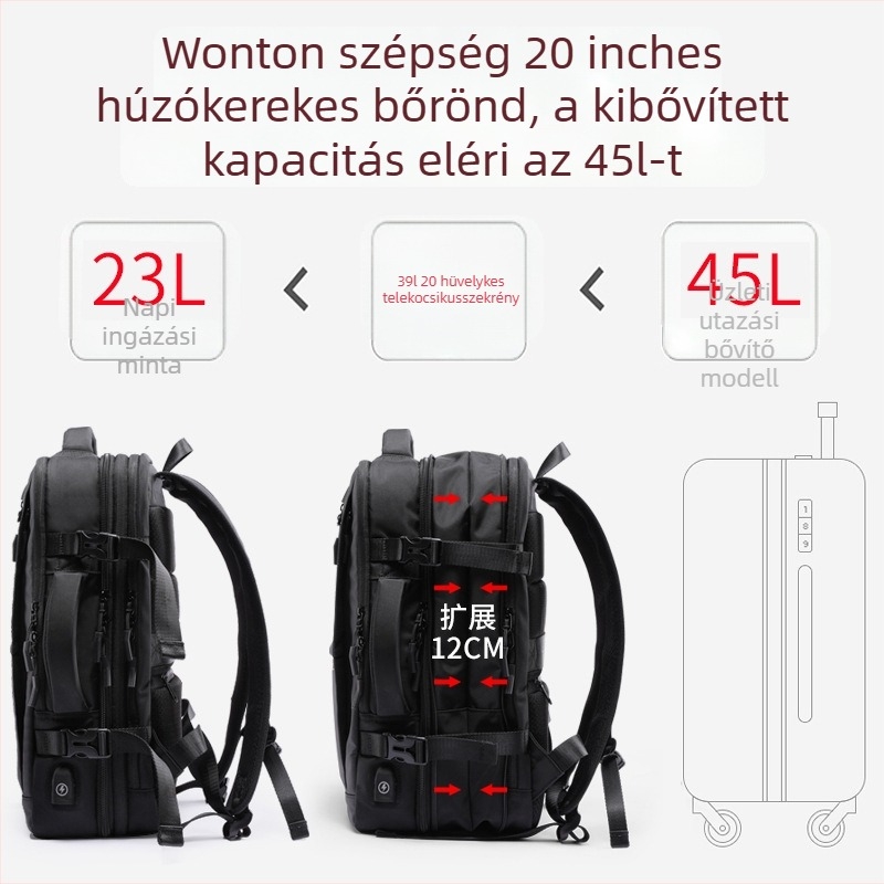 Unisex vízálló hátizsák utazáshoz, nagy kapacitású 36-55 L, Oxford anyag, lélegző, kopásálló