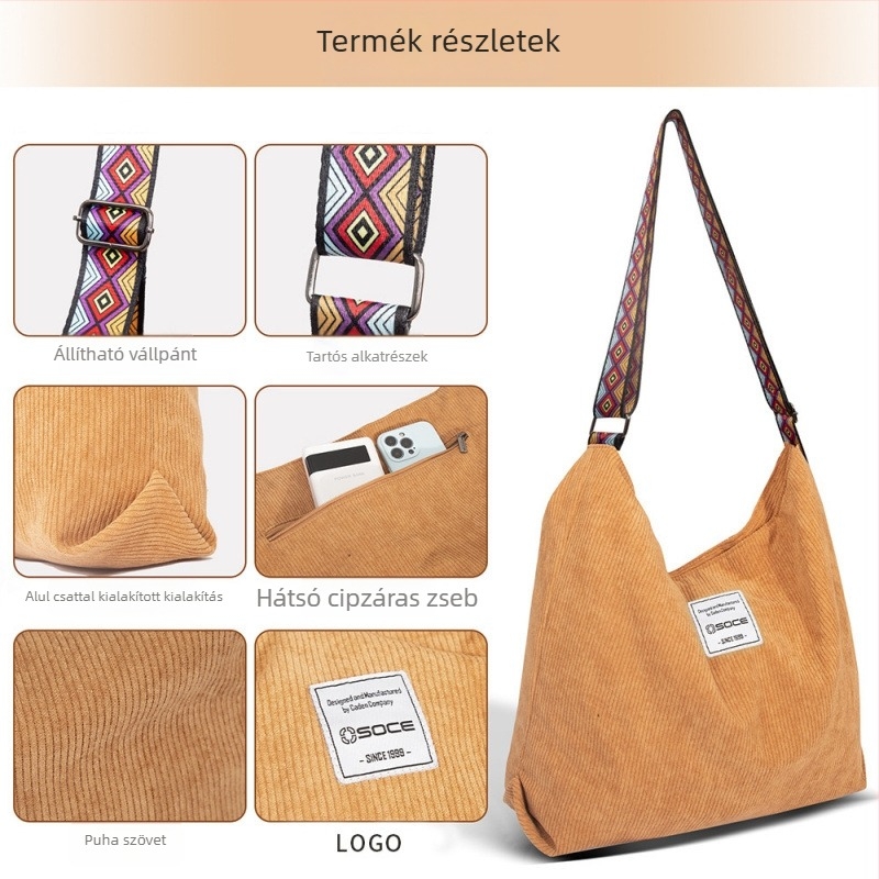 OSOCE Férfiaknak készült crossbody táska – Uniszex stílus, Corduroy anyag, Mindennapi használatra