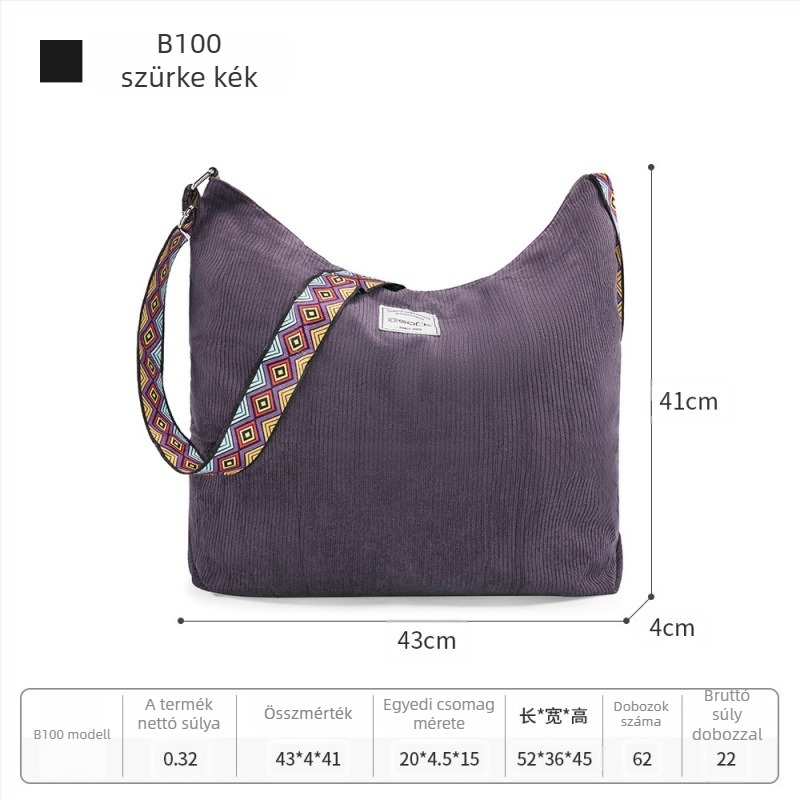 OSOCE Férfiaknak készült crossbody táska – Uniszex stílus, Corduroy anyag, Mindennapi használatra