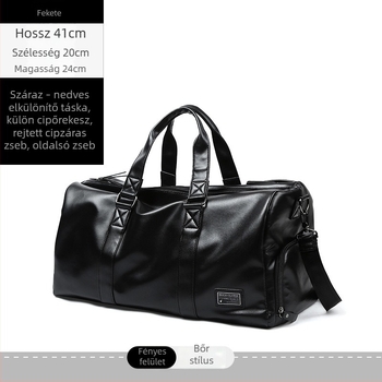 Férfi utazótáska – száraz/nedves elválasztás, PU bőr, egyszínű minta, városi minimalist stílus, ősz 2025