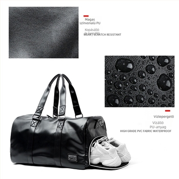 Férfi utazótáska – száraz/nedves elválasztás, PU bőr, egyszínű minta, városi minimalist stílus, ősz 2025