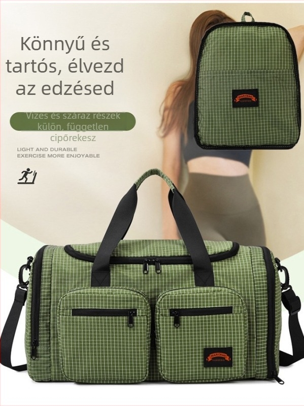 Összecsukható utazótáska, 20–35 literes kapacitás, Oxford anyag, vízálló és kopásálló, száraz–nedves elválasztás, külön cipőrekesz, crossbody stílusú táska