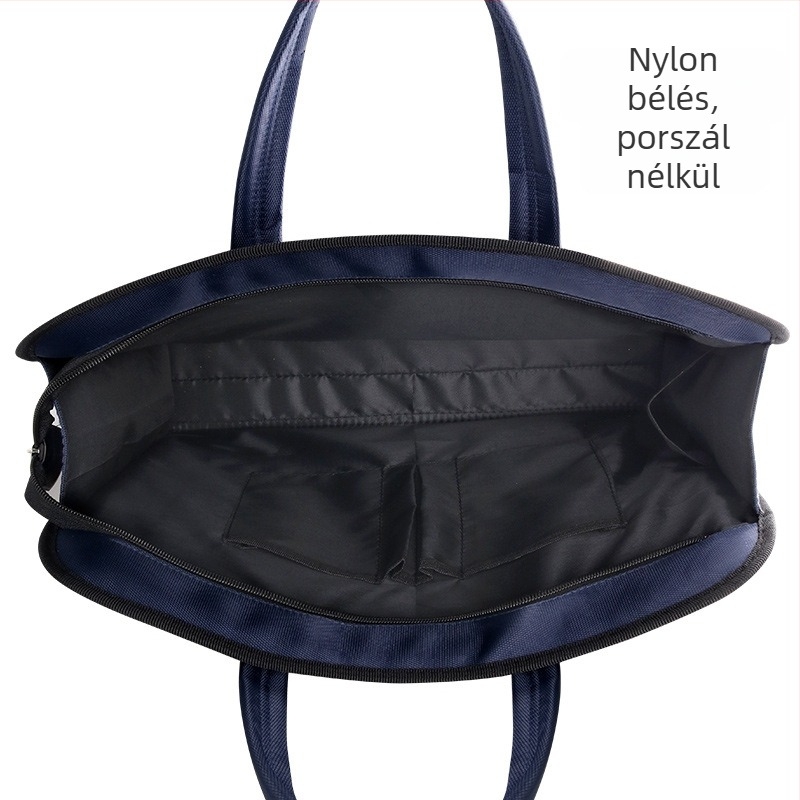 Oxford vászonból készült hordozható üzleti aktatáska, kétszintes ütésálló laptop- és irattároló rekesz, több rekesz a fájlok számára