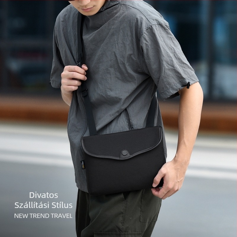 Férfi crossbody táska, városi egyszerű stílus, 1680D nejlon, vízálló, ultrakönnyű, lopás elleni mágneses zár