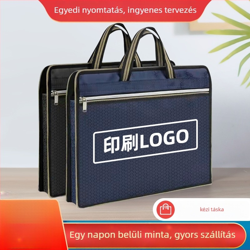 Portable Briefcase üzleti táska cipzárral, Oxford anyagból, nagy kapacitású, anyagvastagság 0,7 mm, súly 0,1 kg