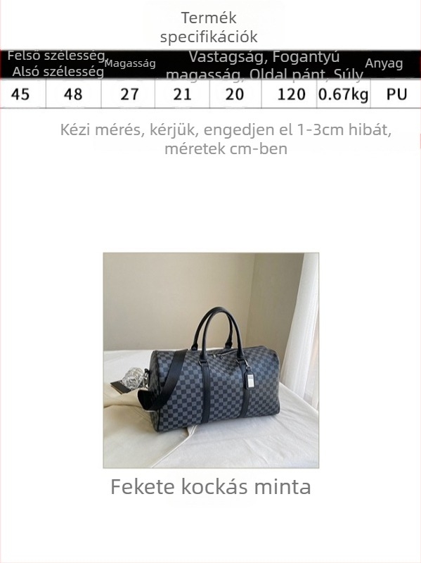 Koreai stílusú utazótáska, nagy kapacitású, uniszex üzleti út táska, vállon átívelő crossbody kialakítás, PU anyagból PU bélés
