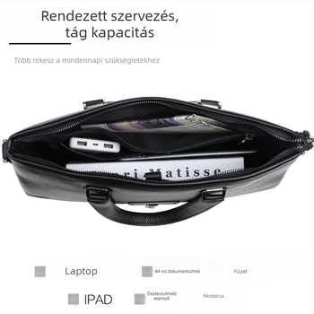 Férfiaknak készült bőrtáska laptophoz - felsőréteg bőrből, vízálló, ultra-könnyű, kopásálló