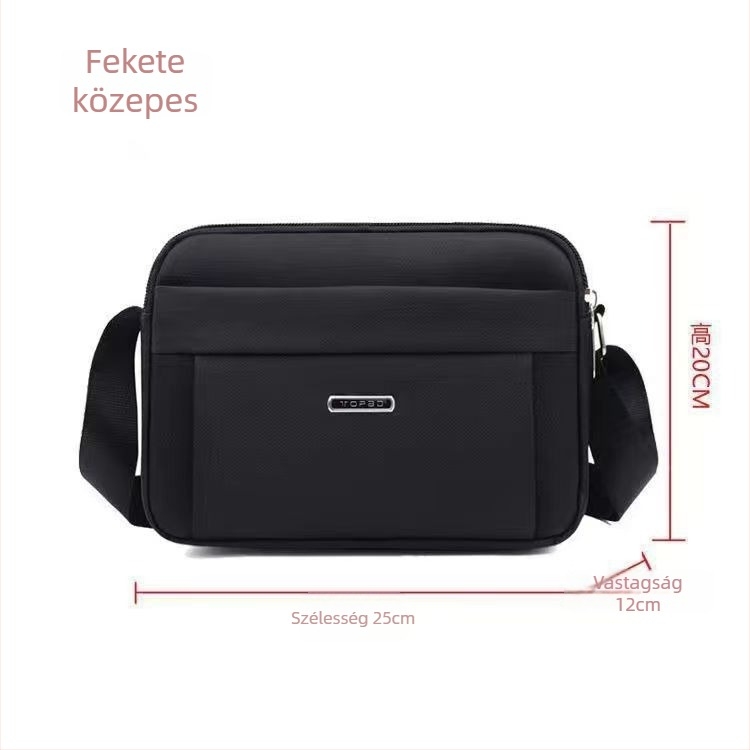 Férfi keresztpántos messenger táska több rekeszsel, Oxford anyagból, vízálló, kopásálló, belső nylon bélés