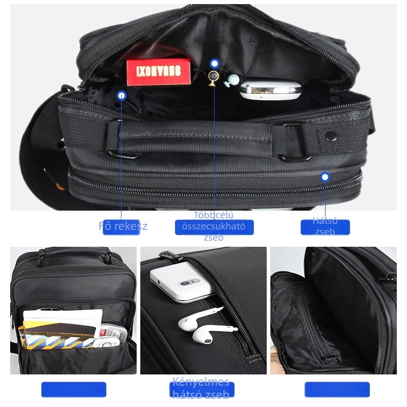 Férfi crossbody táska Oxford anyagból, vízálló, modell 3315, poliészter bélés.