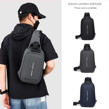 Férfi crossbody táska - PU anyag, USB interfész, vízálló, lopás elleni védelem, városi stílus