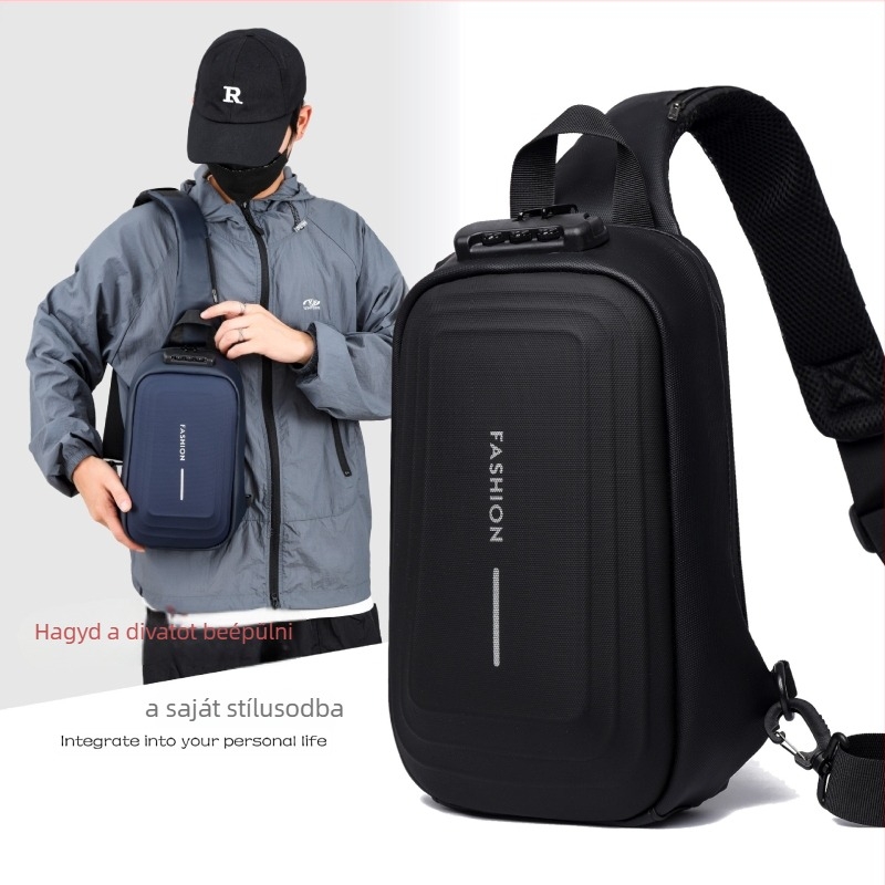 Férfi crossbody táska - PU anyag, USB interfész, vízálló, lopás elleni védelem, városi stílus