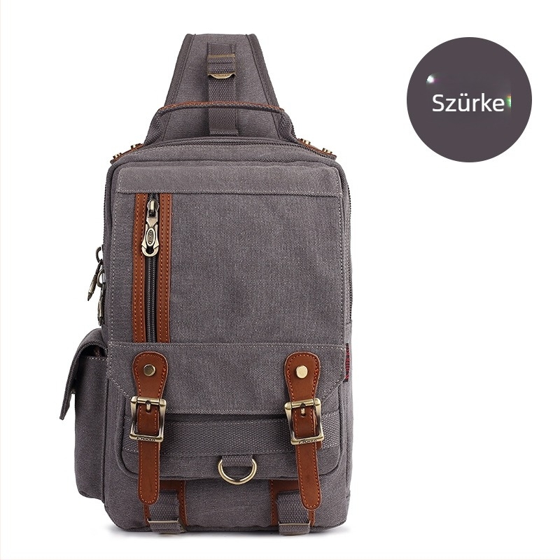 KAUKKO FD252 Férfi Vászon Válltáska - Kopásálló, Poliészter bélés, Modell FD252, Szabadidős utazásokhoz