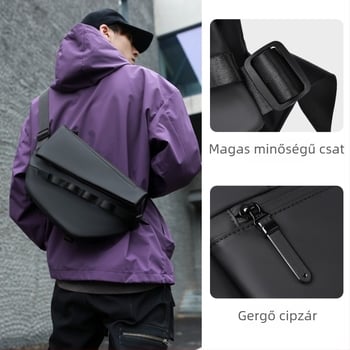 Férfi crossbody táska, városi minimalizmus, anyag: film, bélés: poliészter, tárolásra alkalmas