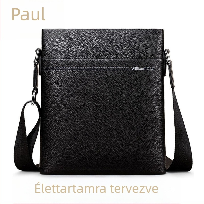 Emperor Paul POLO001 férfi bőr verticalis válltáska, üzleti utazáshoz, belső poliészter bélés