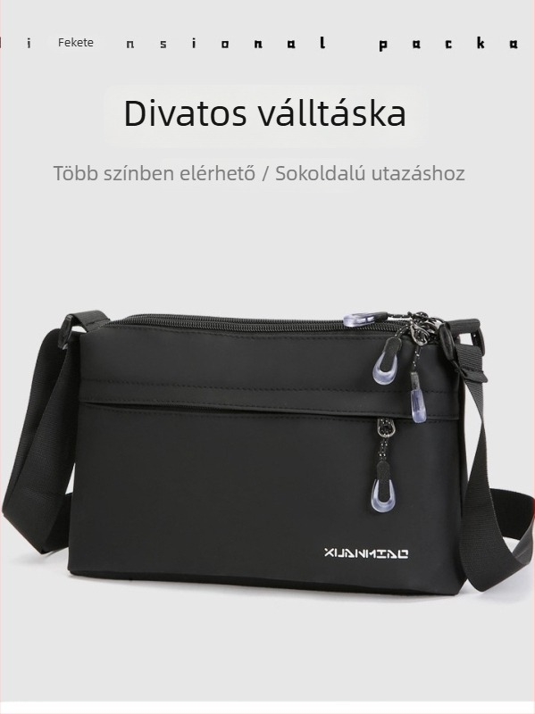 Férfi oldaltáska – utcai stílus, membrán anyag, vízálló, kompatibilis 8 hüvelykes laptophoz