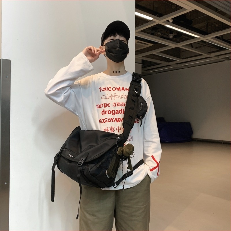 Férfi crossbody táska nylonból – terheléscsökkentő funkció, Kangxiu bags, egyszínű design, poliészter bélés