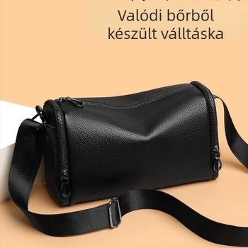 Férfi bőrtáska vállon át, első réteg marhabőrből, vízálló és könnyű, nagy kapacitású