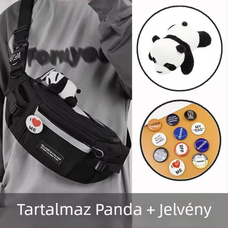 Férfi keresztpántos mellény-táska – japán Harajuku sport-munka stílus, poliészter anyag, belső nylon bélés, utazásokhoz