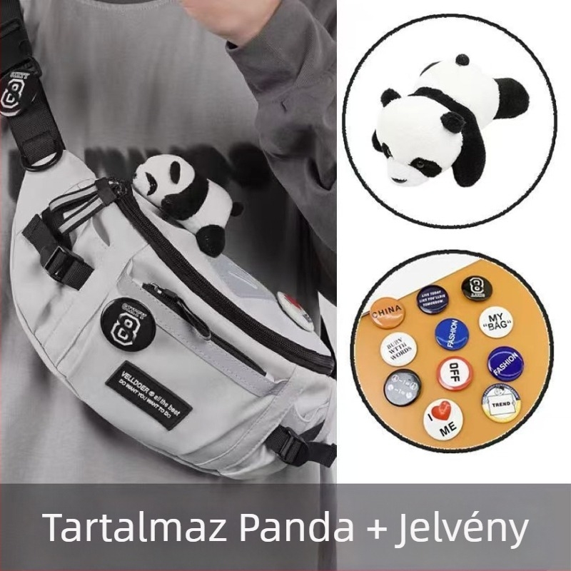 Férfi keresztpántos mellény-táska – japán Harajuku sport-munka stílus, poliészter anyag, belső nylon bélés, utazásokhoz