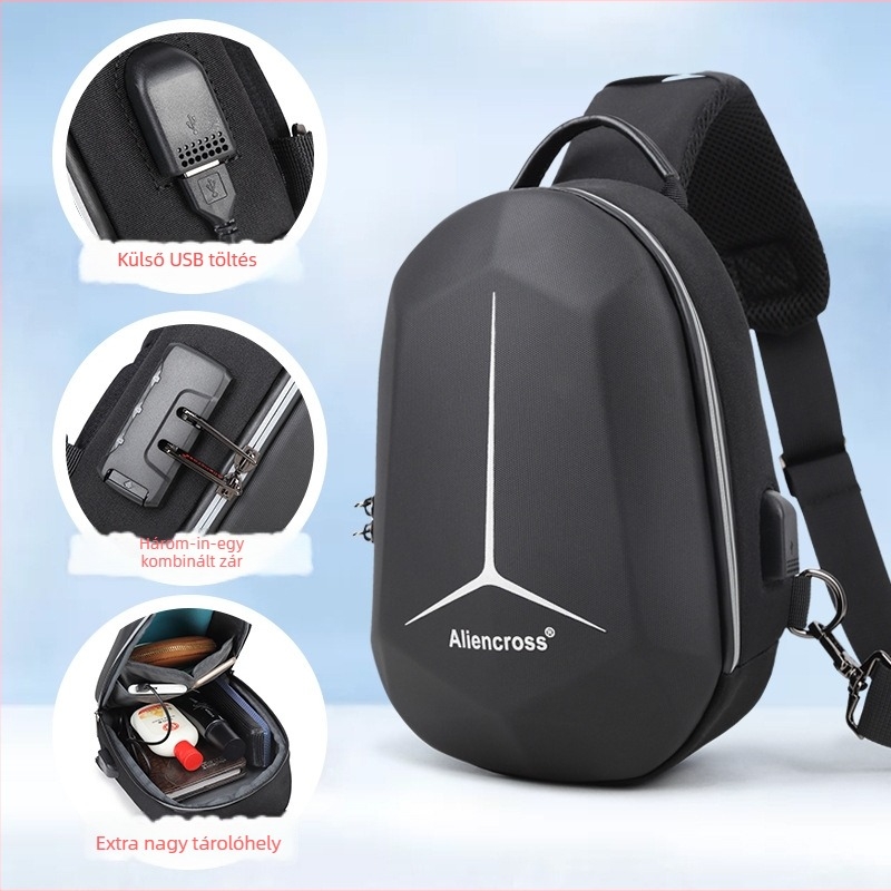 Anti-theft crossbody táska – vízálló Oxford anyag, utca-stílus, Aliencross