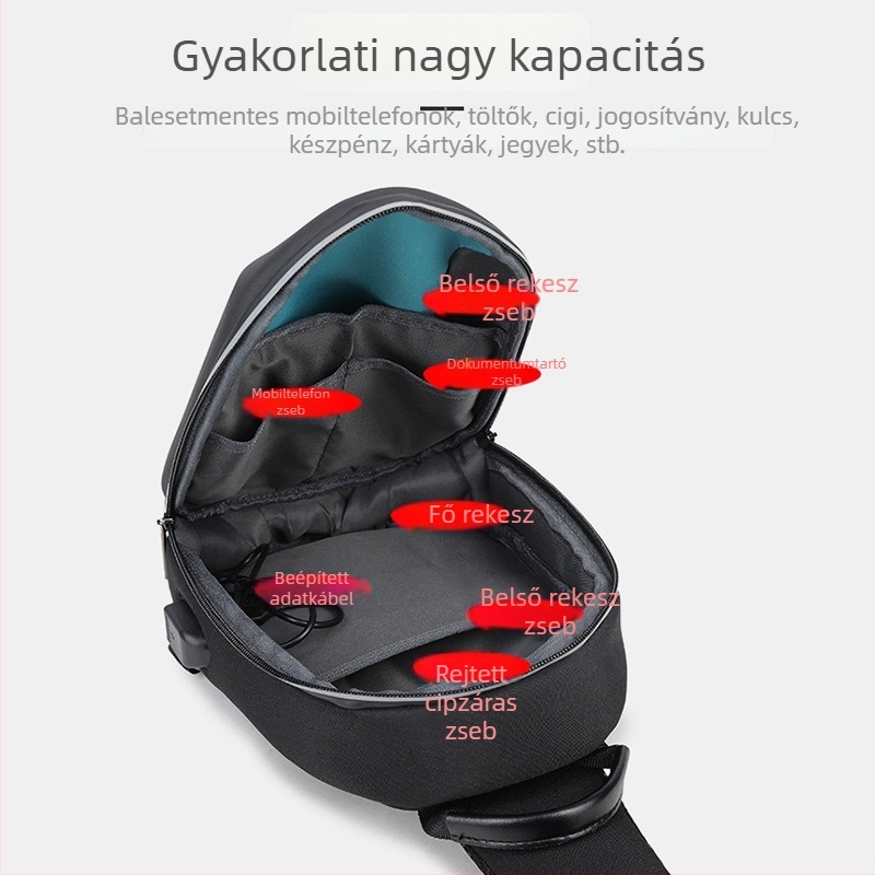 Anti-theft crossbody táska – vízálló Oxford anyag, utca-stílus, Aliencross