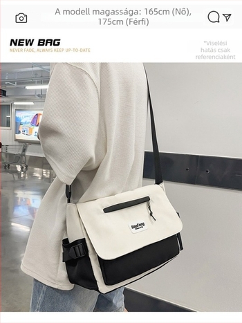 Férfi nylonos crossbody táska, minimalist design, vízálló, ultrakönnyű, kopásálló, 10 hüvelykes laptophoz kompatibilis, gerincvédő, mindennapi használatra