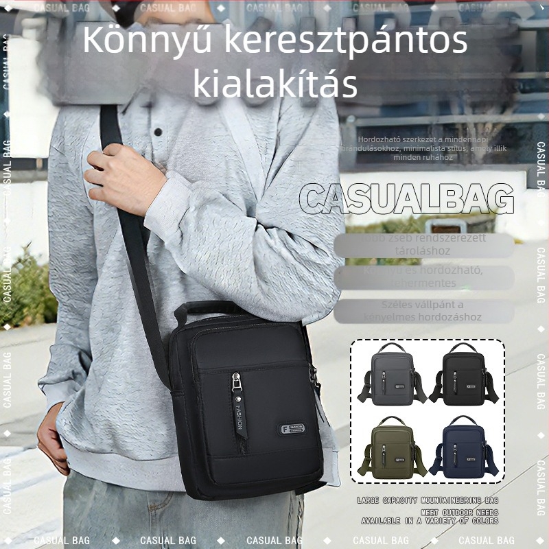 Férfi oldaltáska nylonból, városi minimalist stílus, mindennapi használatra