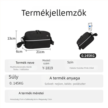 Többcélú keresztpántos/ váll- és deréktáska – nejlon, vízálló, könnyű, lélegző, fényvisszaverő elemek