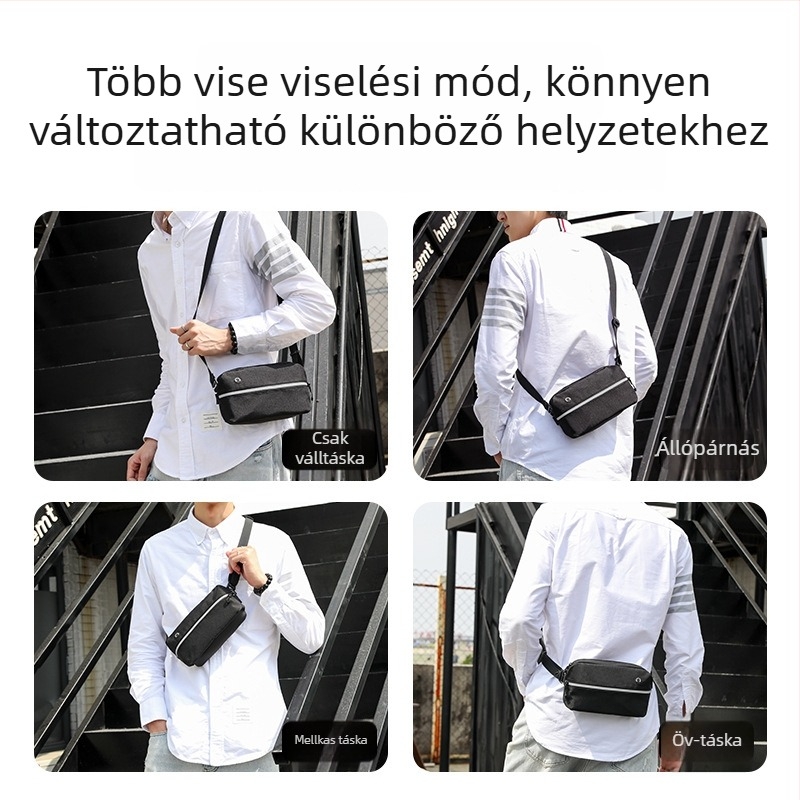Többcélú keresztpántos/ váll- és deréktáska – nejlon, vízálló, könnyű, lélegző, fényvisszaverő elemek