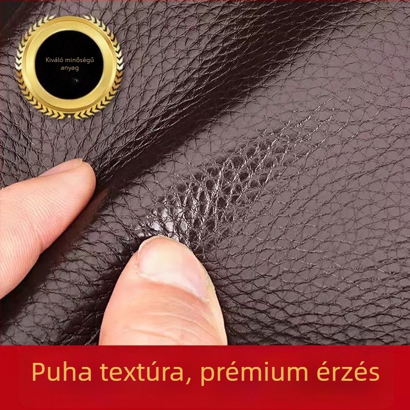 Férfiaknak készült PU bőrt-textúrájú crossbody táska fedéllel, üzleti utazási stílus, poliészter bélés