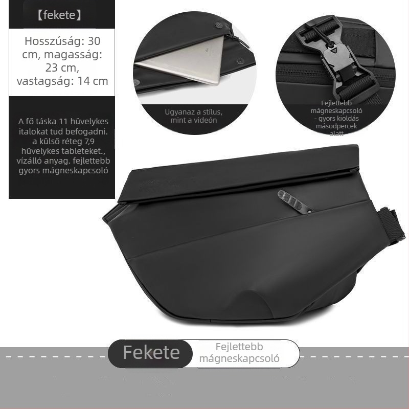 Férfi crossbody táska, utcai stílus, vízálló, bélés poliészter, mindennapi használatra