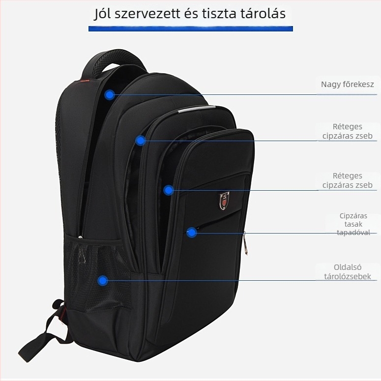 Laptop hátizsák, Oxford anyagból, 36-55L kapacitás, 15 hüvelykes laptophoz illeszkedik, kopásálló, üzleti utazásokhoz