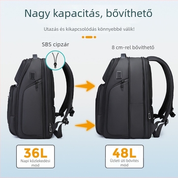 Uniszex utazótáska, 16 hüvelykes laptophoz, vízlepergető anyag, lélegző vállpántok, utcai stílus